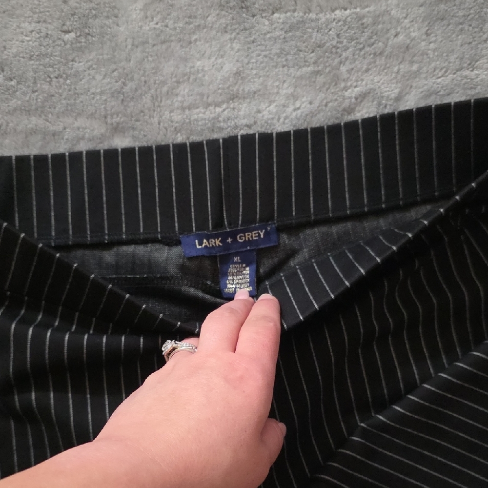 Lark + Grey Black Pinstripe Boot Cut Pants